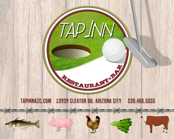 Tap Inn Food Flyer cow pig chicken copy
