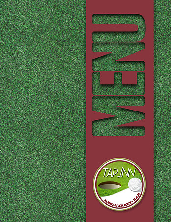 Tap Inn Menu Cover simple menu and logo raised banner