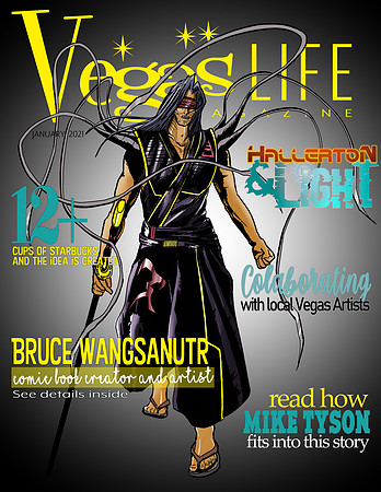 Vegas Life magazine Bruce Wangsanutr Comic Cover