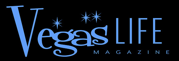 Vegas Life magazine-horizontal logo black background periwinkle blue lettering